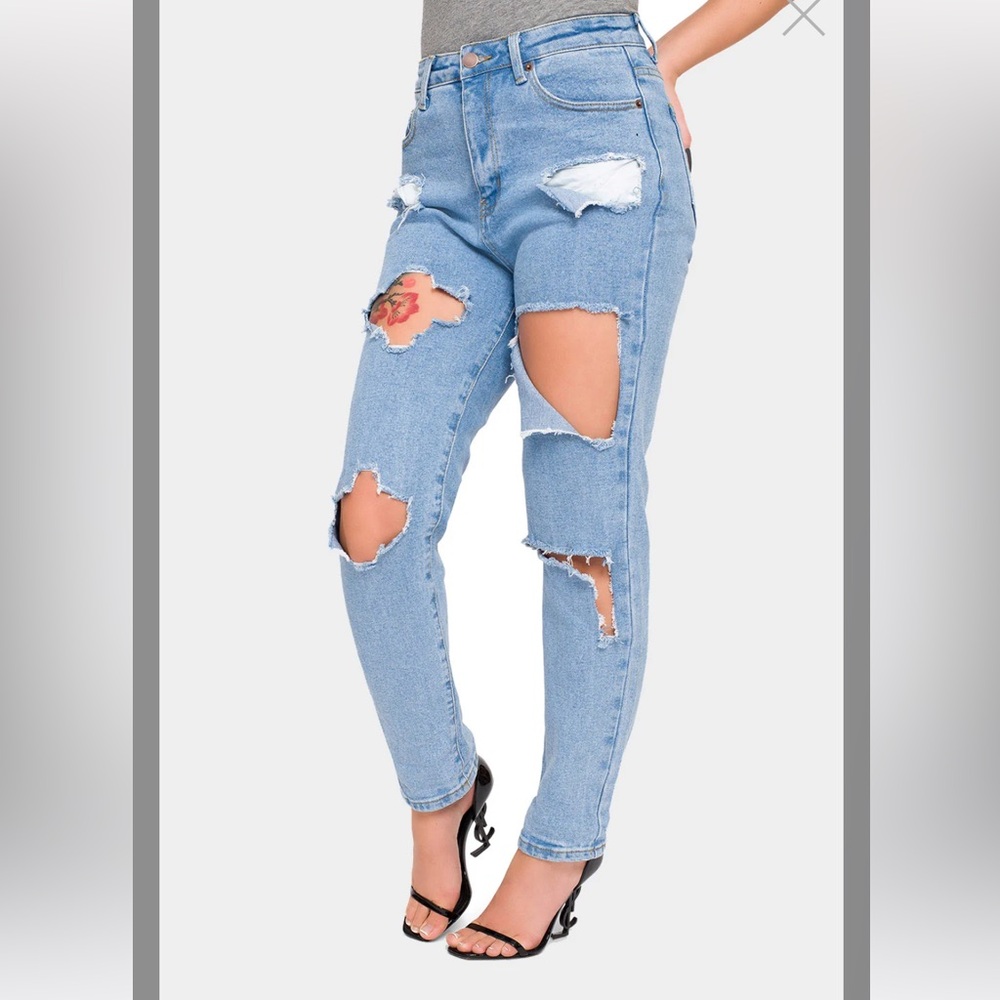 American Bazi Light Blue Distressed Skinny Jeans size 11